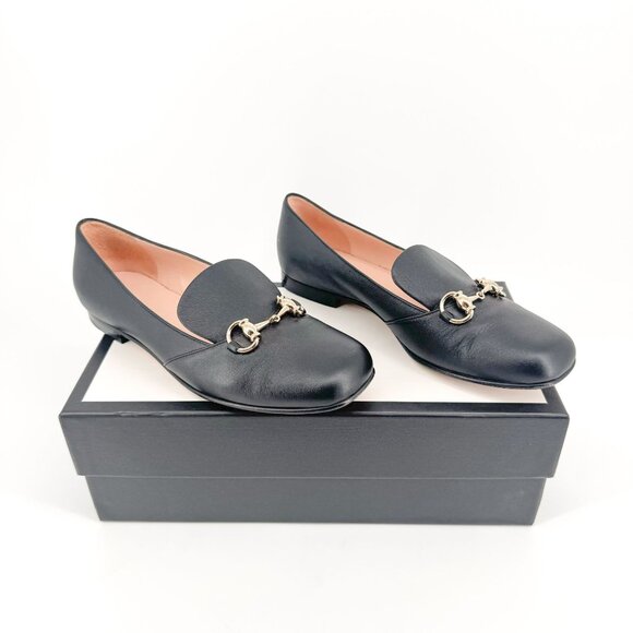 Gucci Horsebit Loafers EU 37 US 7 Black Leather Kira Flat Slip On Shoe Buckle - Picture 1 of 14